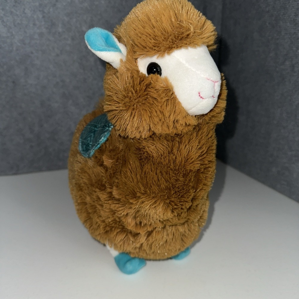 Kellytoy Alpaca Llama Brown Teal & White Plush Stuffed Animal Toy 12"
